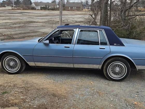 Classic blue sedan